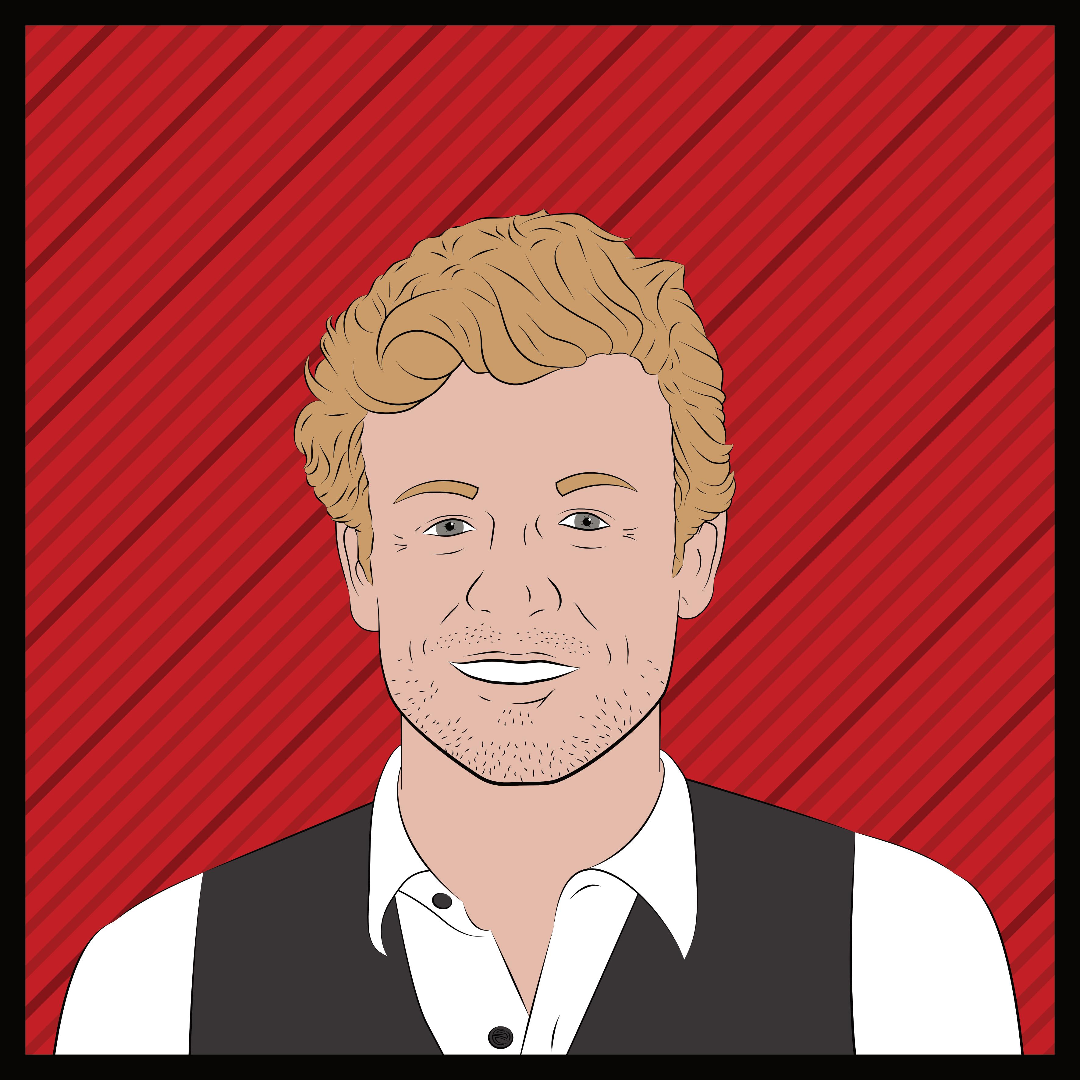 patrick, vector drawing of simon baker, the mentalist